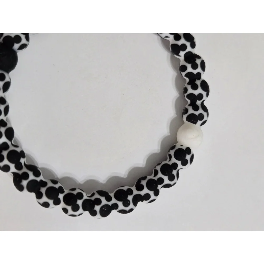Lokai Unisex Mickey Mouse Ears Silicone Balance Bracelet Black White - Medium